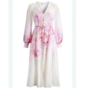 Ever New Pink and White Floral Long Sleeve Dress